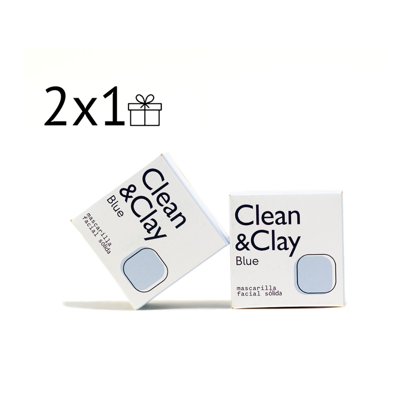 DÚO CLEAN & CLAY BLUE - Mascarilla Facial Sólida Natural